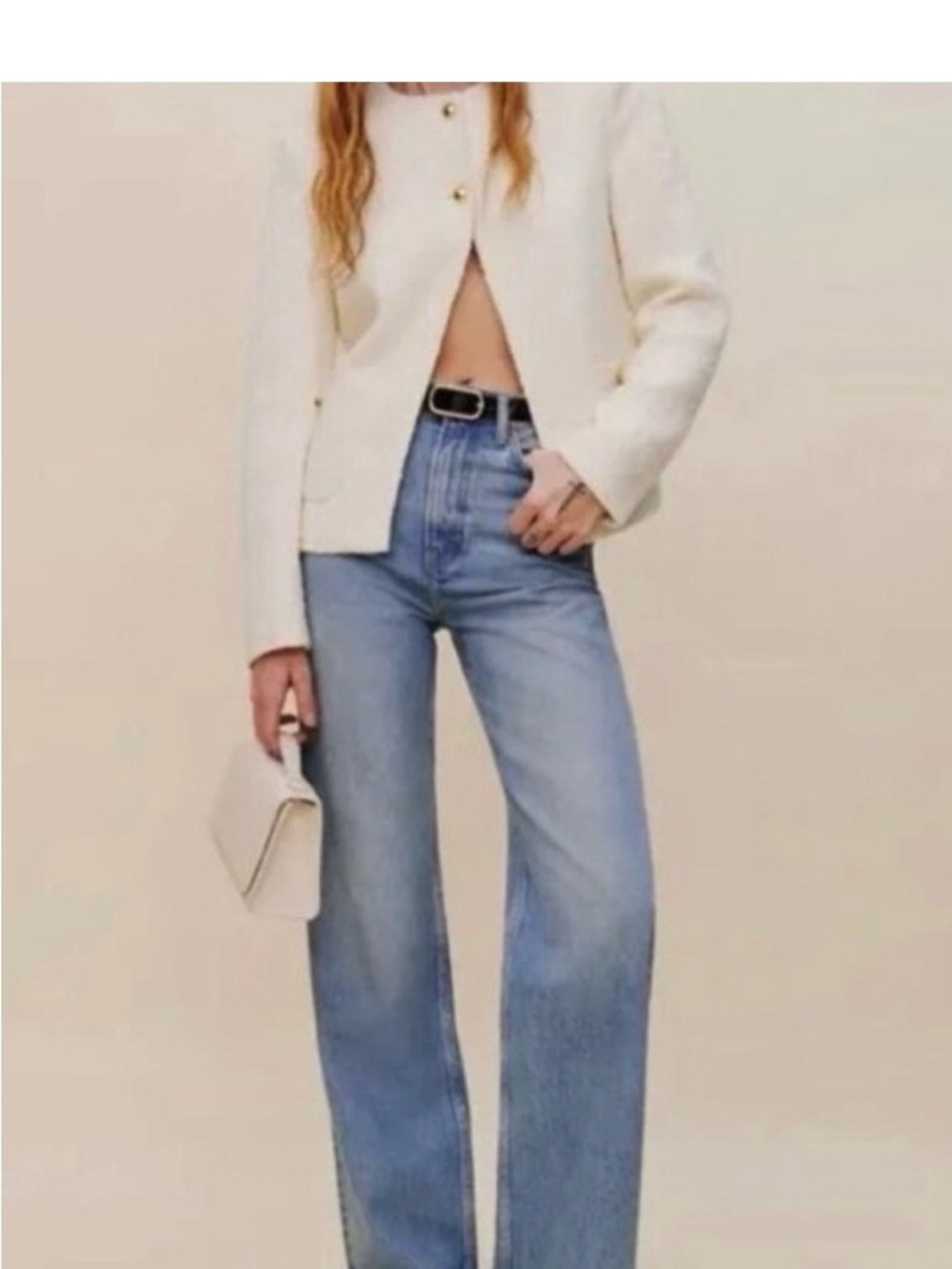 Reformation Cary High Rise Slouchy Straight Leg Jeans Rigid Denim (Color- Donner